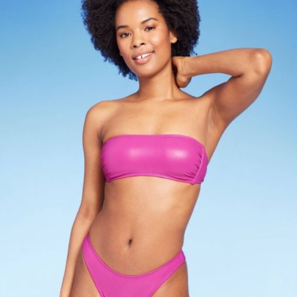 Pink Faux Leather Bikini - BOTTOMS ONLY